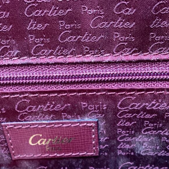Cartier Vintage Must de Cartier Bordeaux Shoulder Bag in Burgundy Leather - Picture 3 of 8